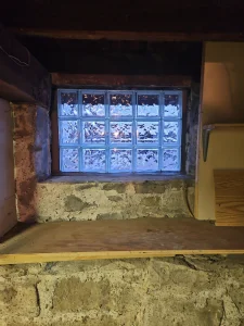 New glass block basement window installed for security and natural light in Marinette, WI